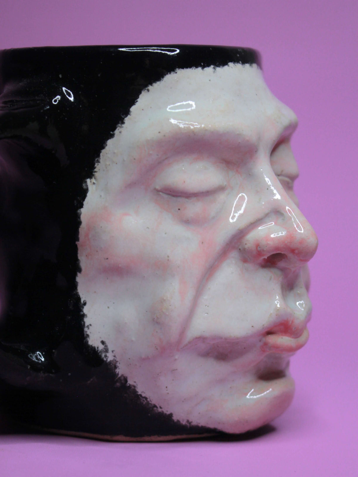 Macabre Death Mask Face Mug - Strange Handmade Ceramic Mug
