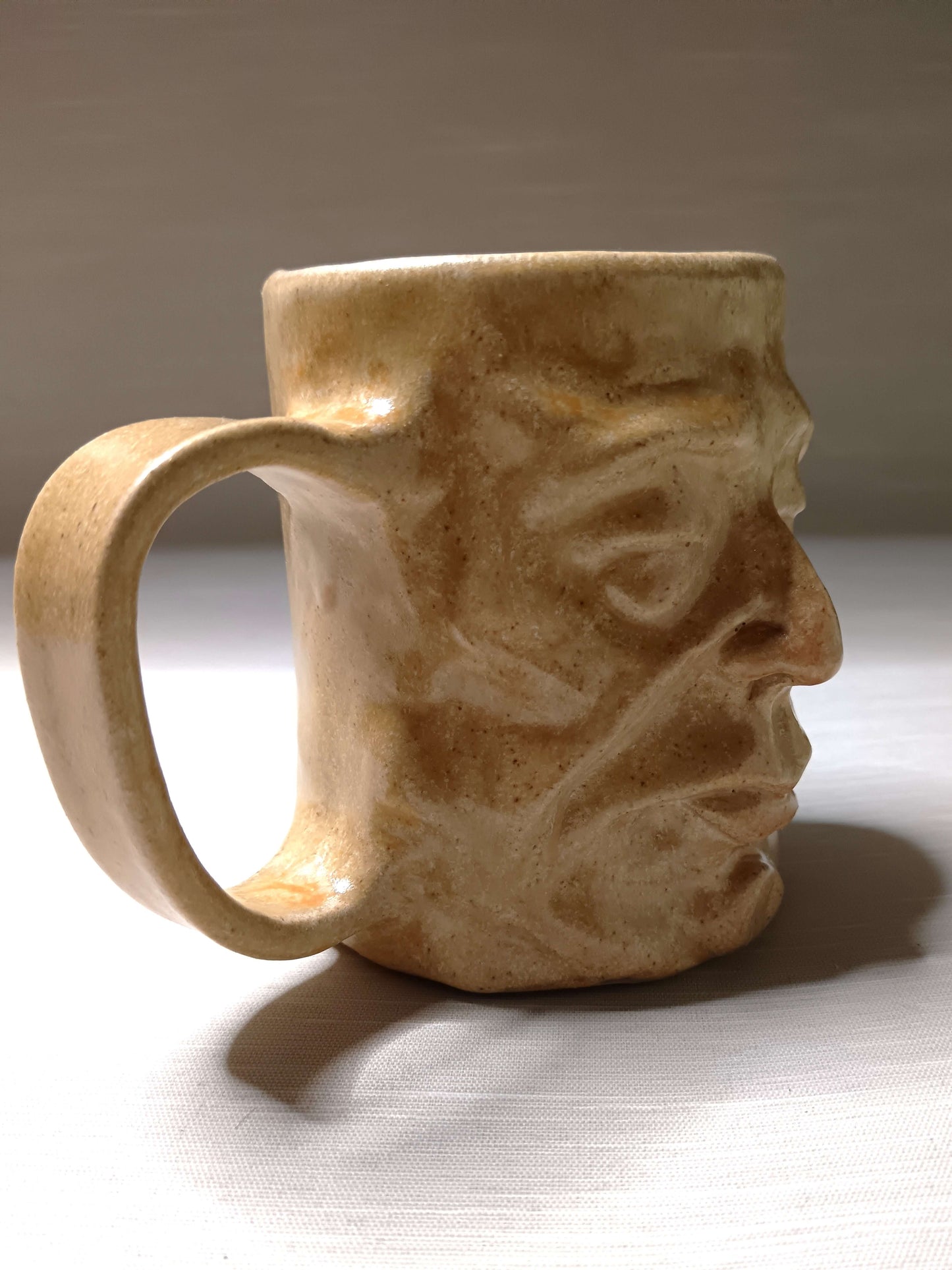 Matt Yellow Face Tankard / Large Mug - Handmade Ceramic Drinkware