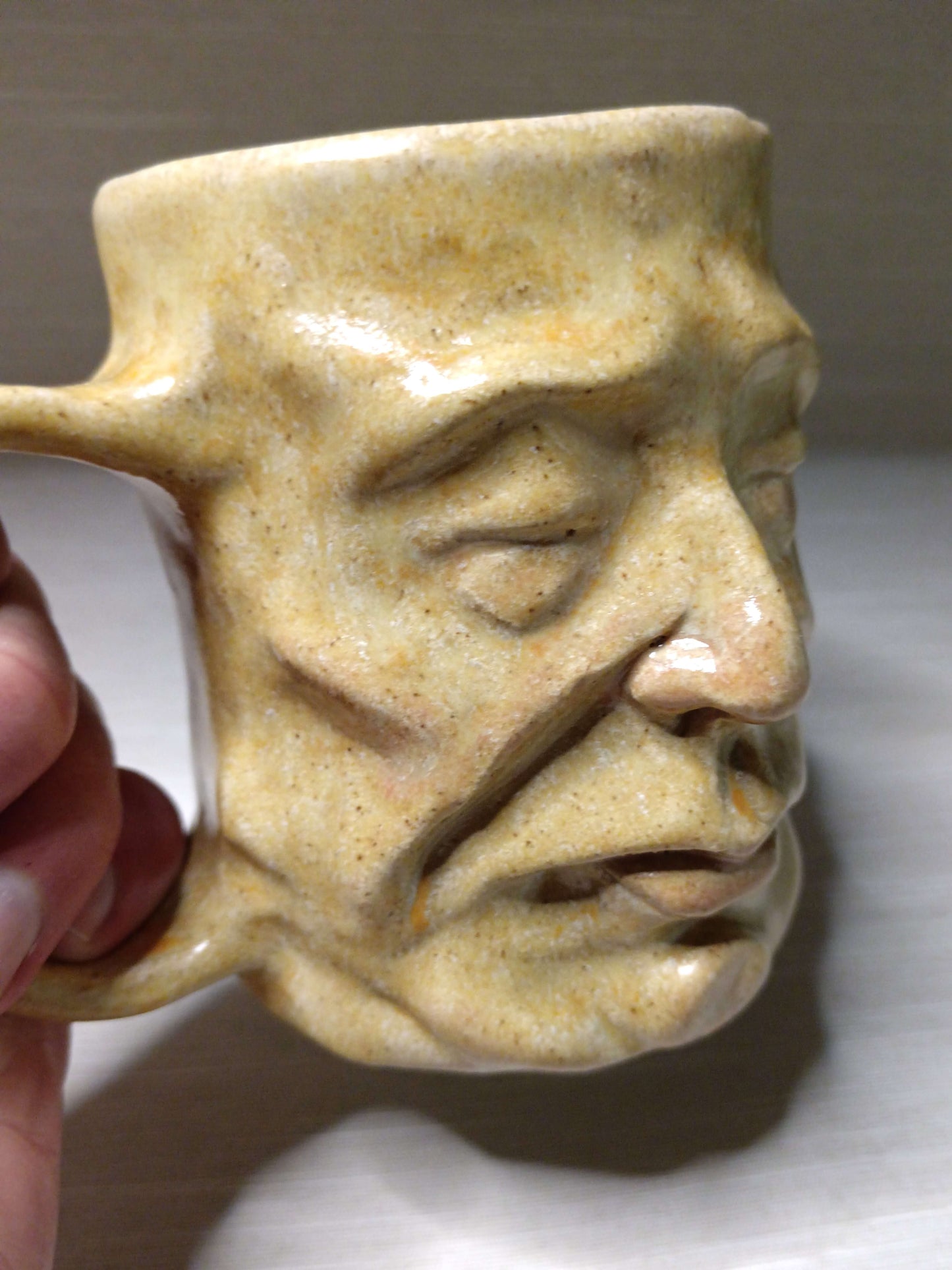 Matt Yellow Face Tankard / Large Mug - Handmade Ceramic Drinkware
