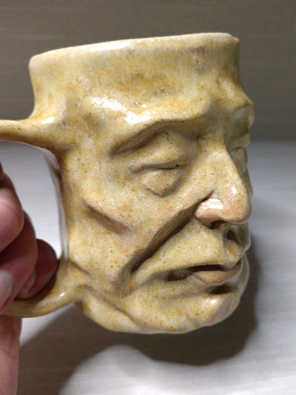 Matt Yellow Face Tankard / Large Mug - Handmade Ceramic Drinkware