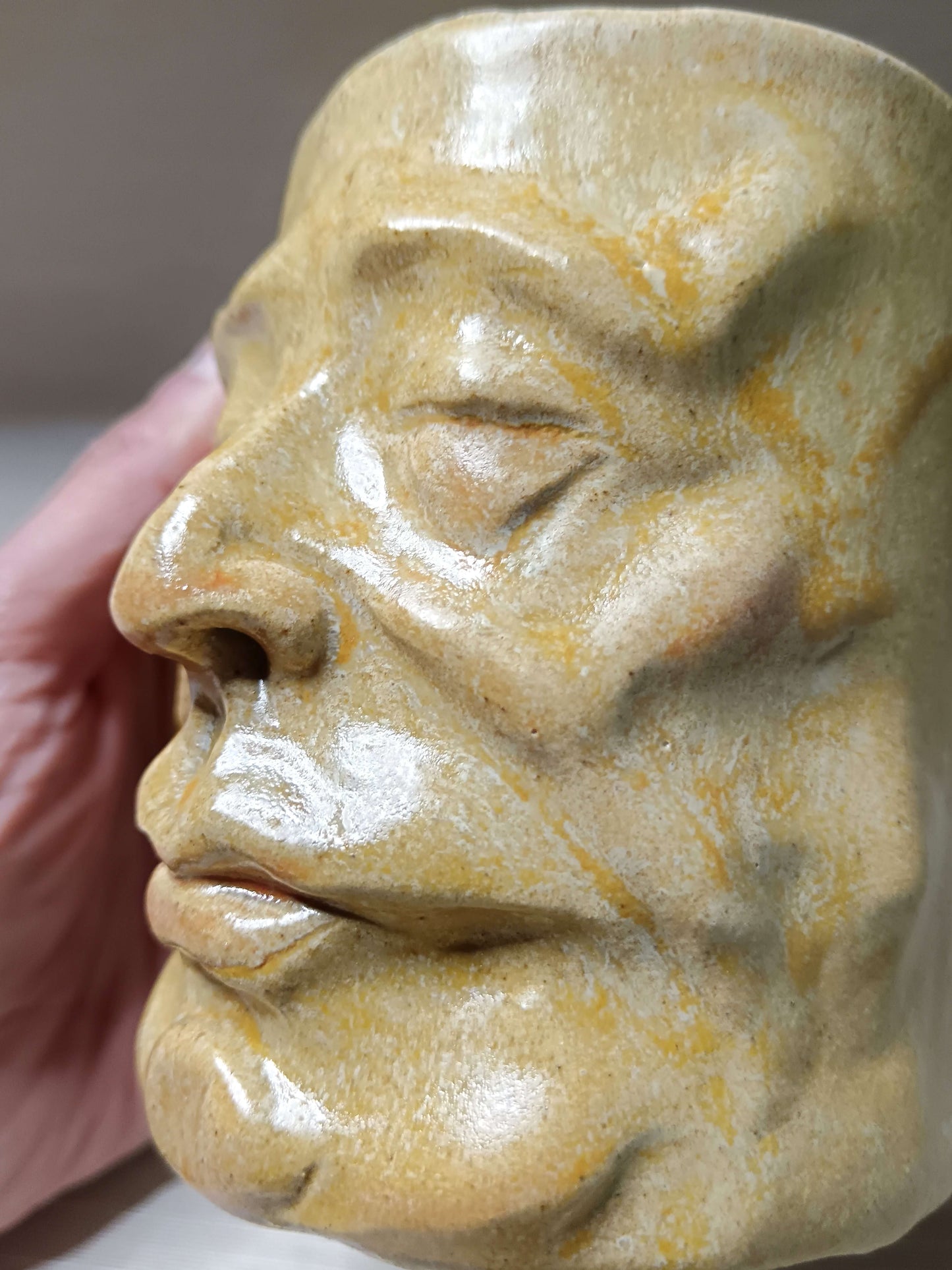 Matt Yellow Face Tankard / Large Mug - Handmade Ceramic Drinkware