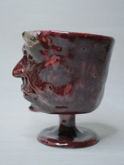 Mini Red Devil Ceramic Goblet - Small Creepy Handmade Ceramic Glass