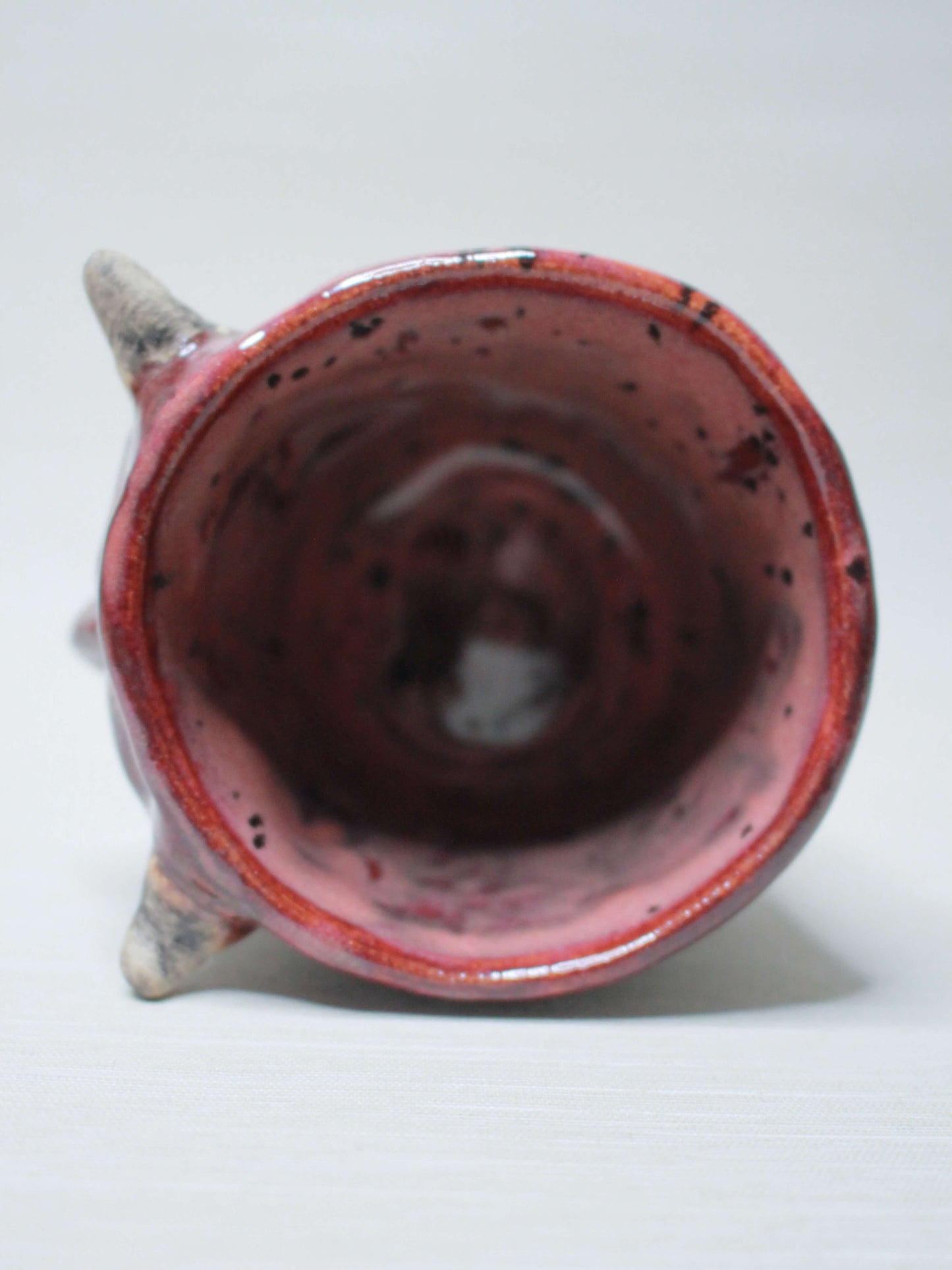 Mini Red Devil Ceramic Goblet - Small Creepy Handmade Ceramic Glass
