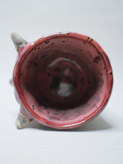 Mini Red Devil Ceramic Goblet - Small Creepy Handmade Ceramic Glass