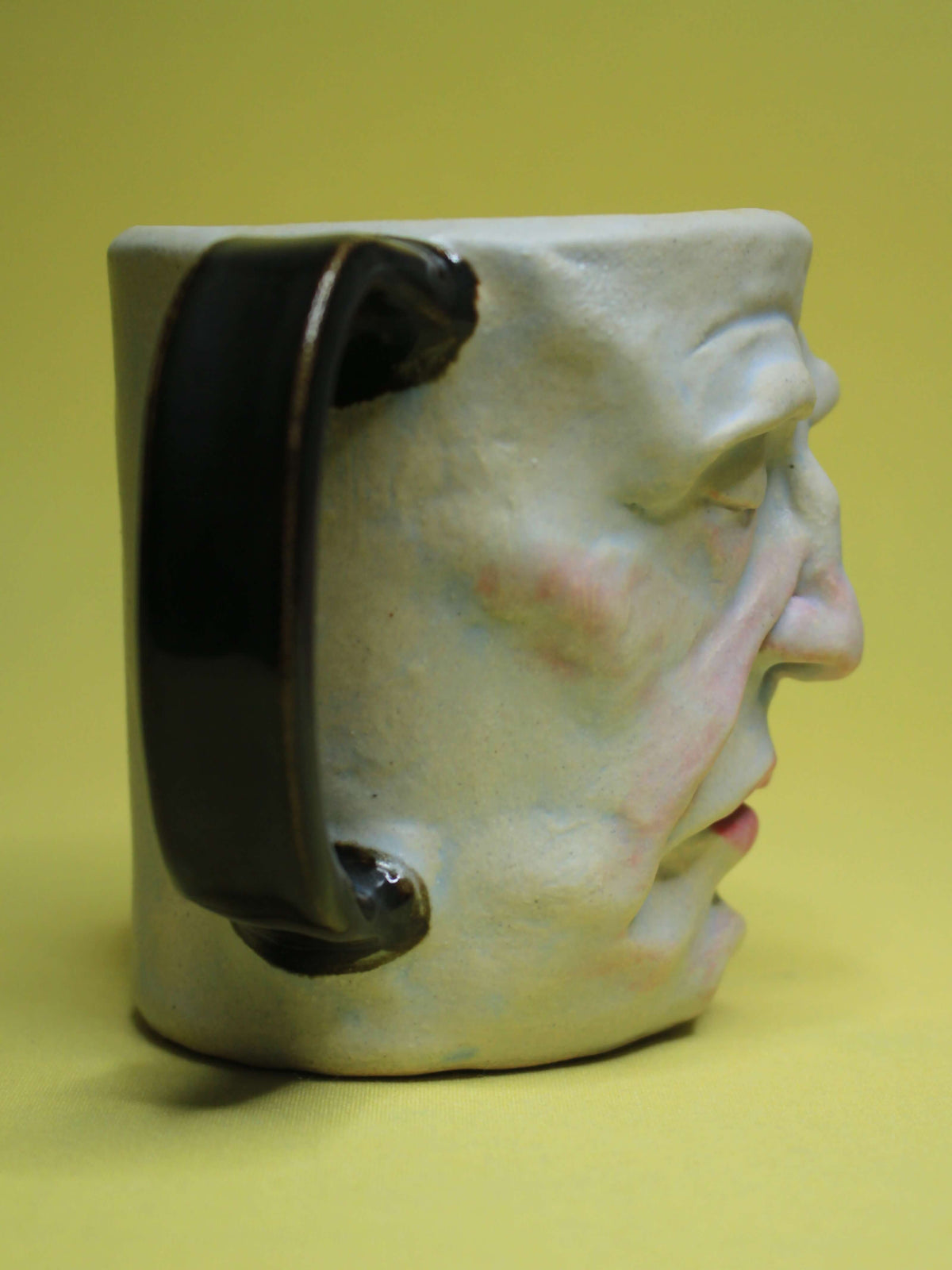 Napping Granddad Face Mug - Strange Hand Sculpted Ceramic Mug