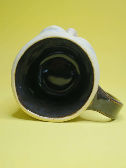 Napping Granddad Face Mug - Strange Hand Sculpted Ceramic Mug