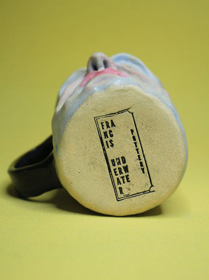 Napping Granddad Face Mug - Strange Hand Sculpted Ceramic Mug