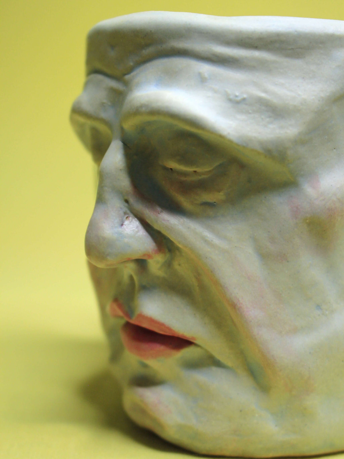 Napping Granddad Face Mug - Strange Hand Sculpted Ceramic Mug