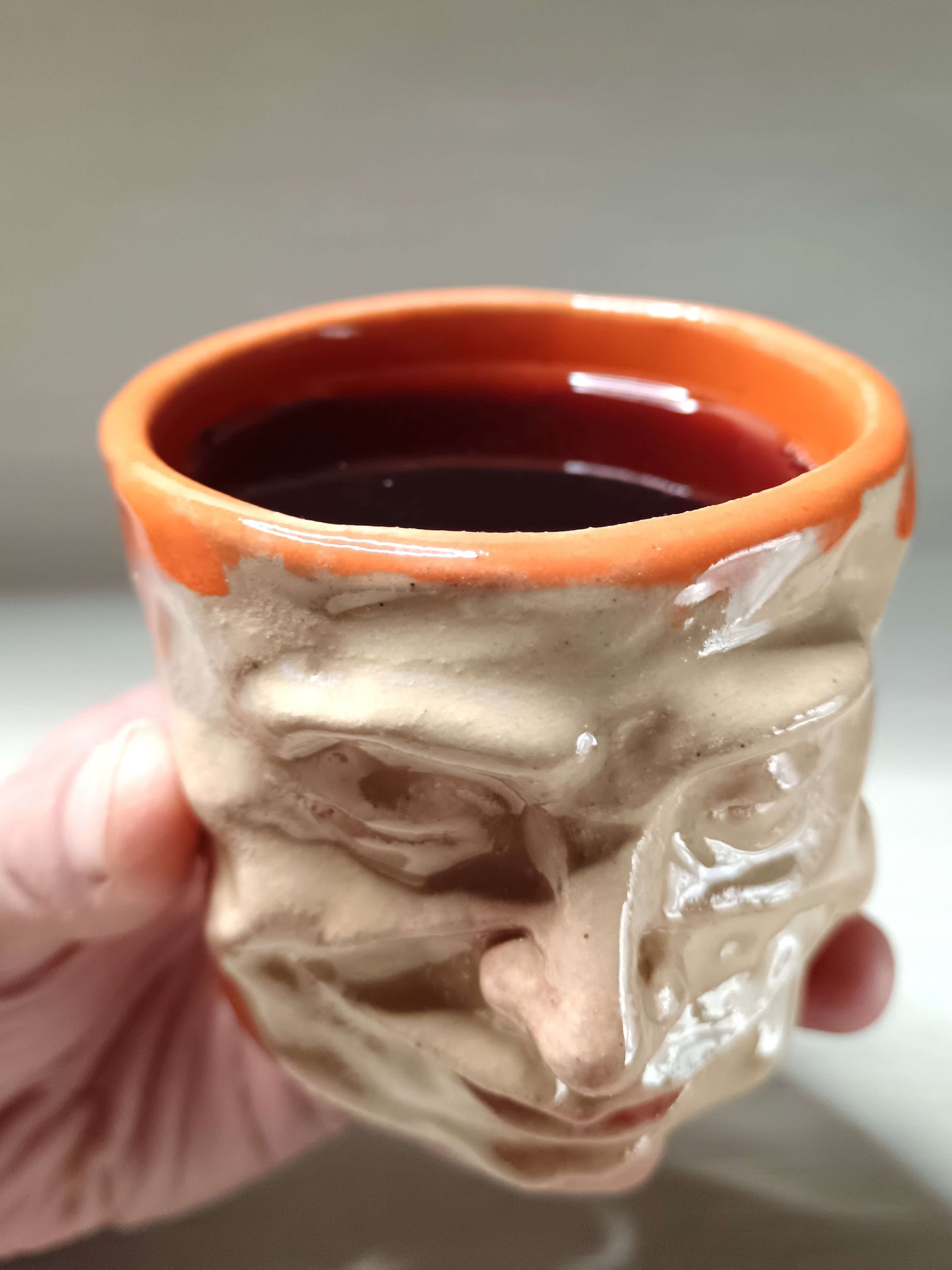 Orange Mini Pot / Face Tumbler - Handmade Ceramic Pot & Drinkware