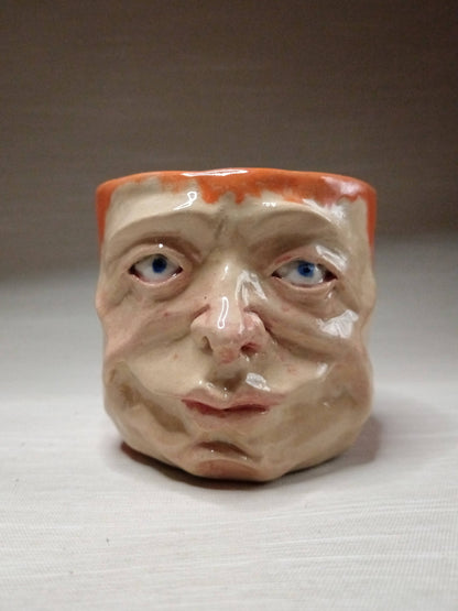 Orange Mini Pot / Face Tumbler - Handmade Ceramic Pot & Drinkware