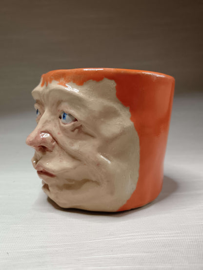 Orange Mini Pot / Face Tumbler - Handmade Ceramic Pot & Drinkware
