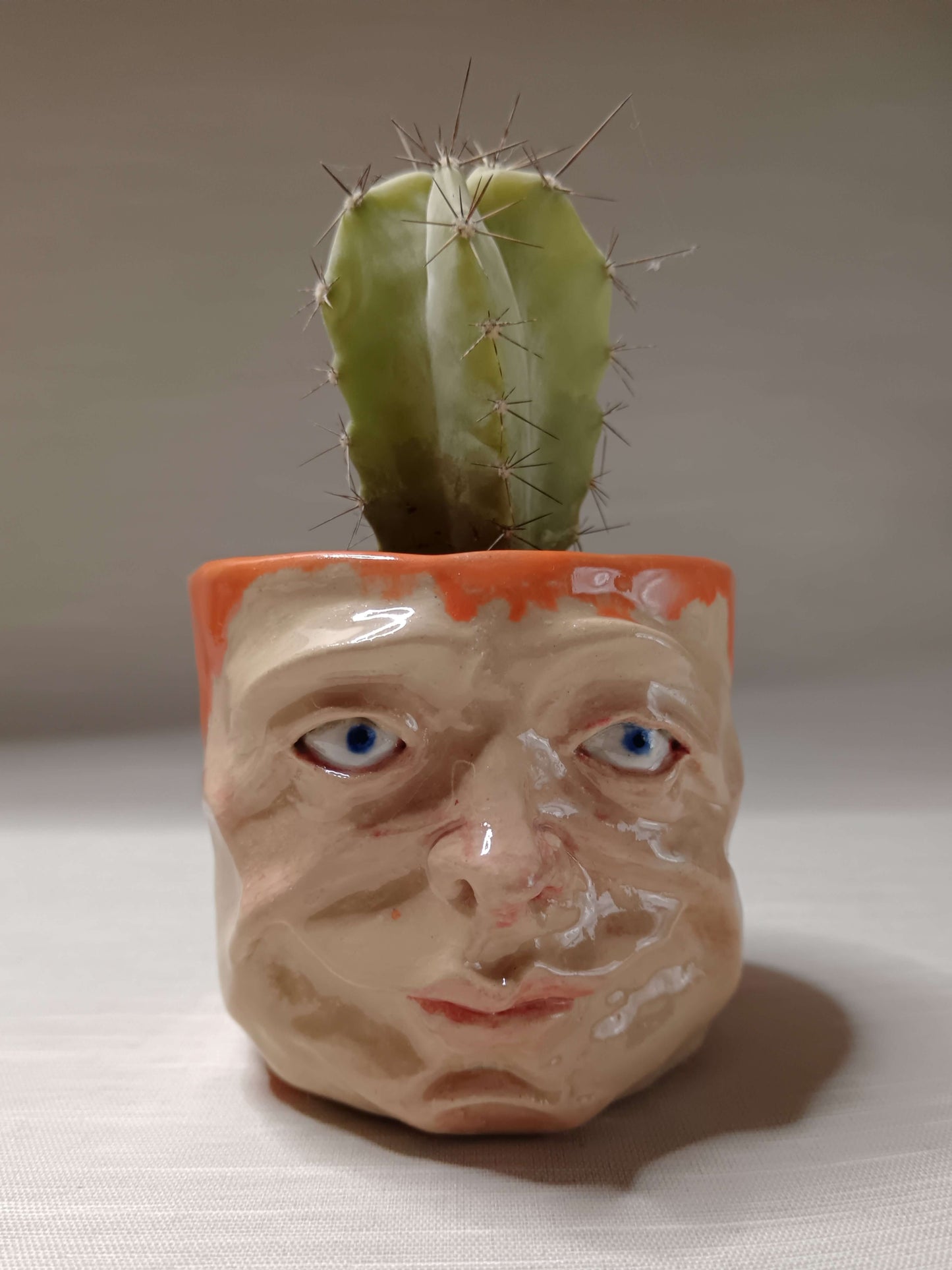 Orange Mini Pot / Face Tumbler - Handmade Ceramic Pot & Drinkware