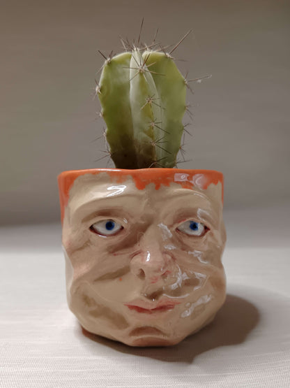 Orange Mini Pot / Face Tumbler - Handmade Ceramic Pot & Drinkware