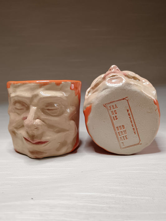 Orange Mini Pot / Face Tumbler - Handmade Ceramic Pot & Drinkware