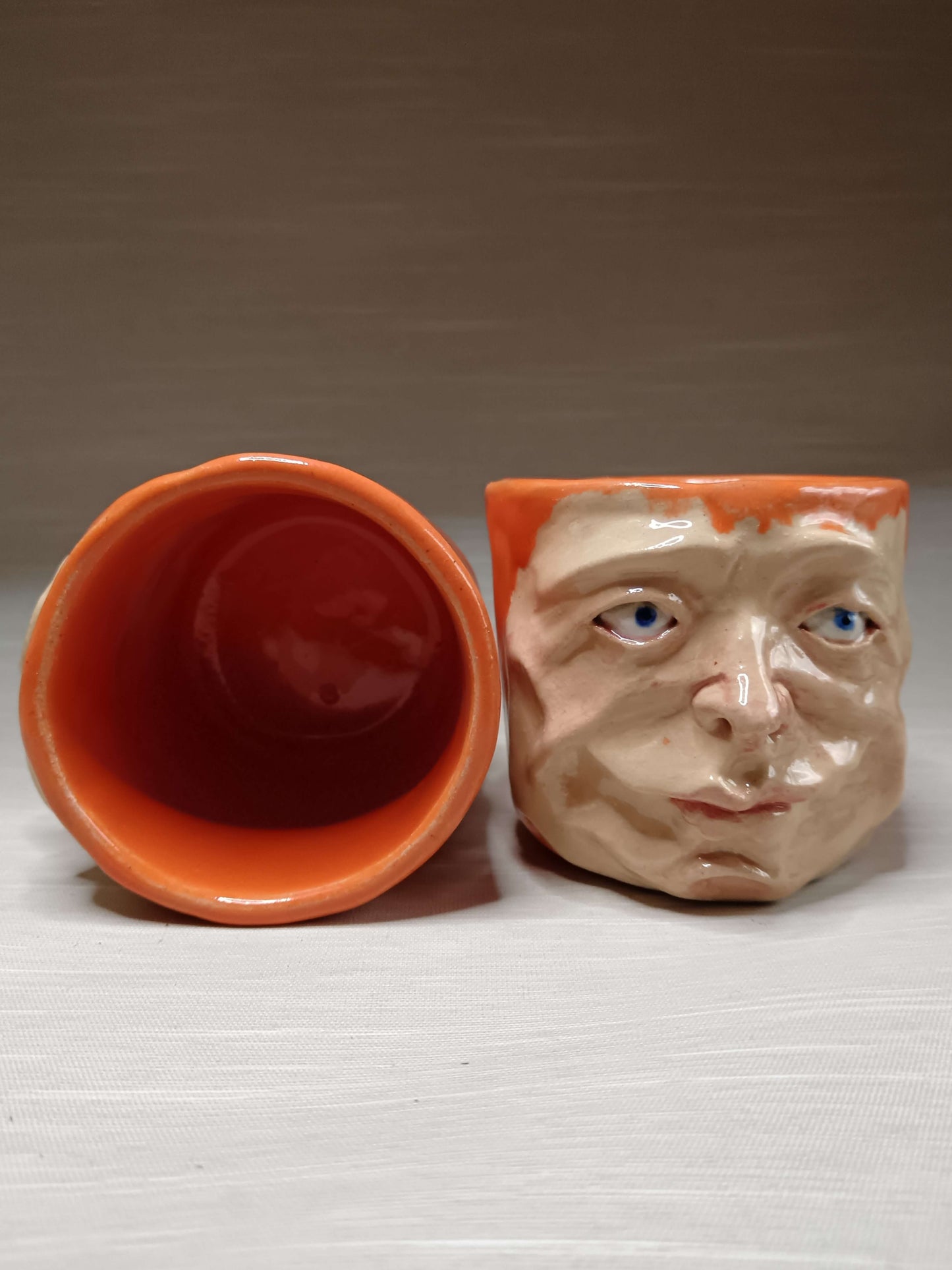Orange Mini Pot / Face Tumbler - Handmade Ceramic Pot & Drinkware