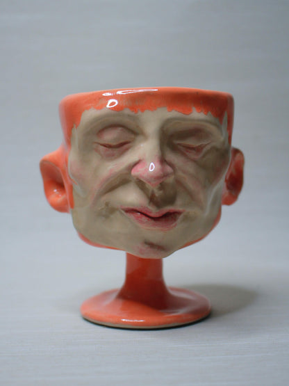 Ornage Mini Face Goblet - Quirky Handmade Ceramic Small Wine Glass