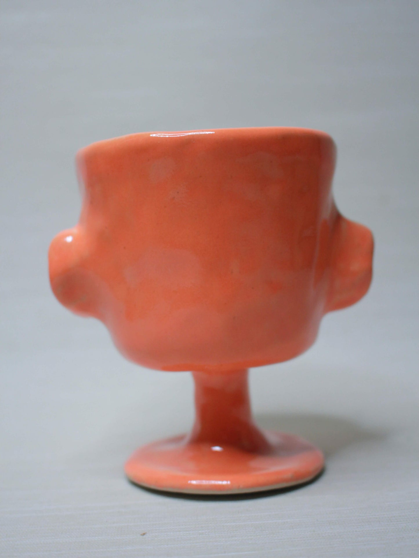 Ornage Mini Face Goblet - Quirky Handmade Ceramic Small Wine Glass