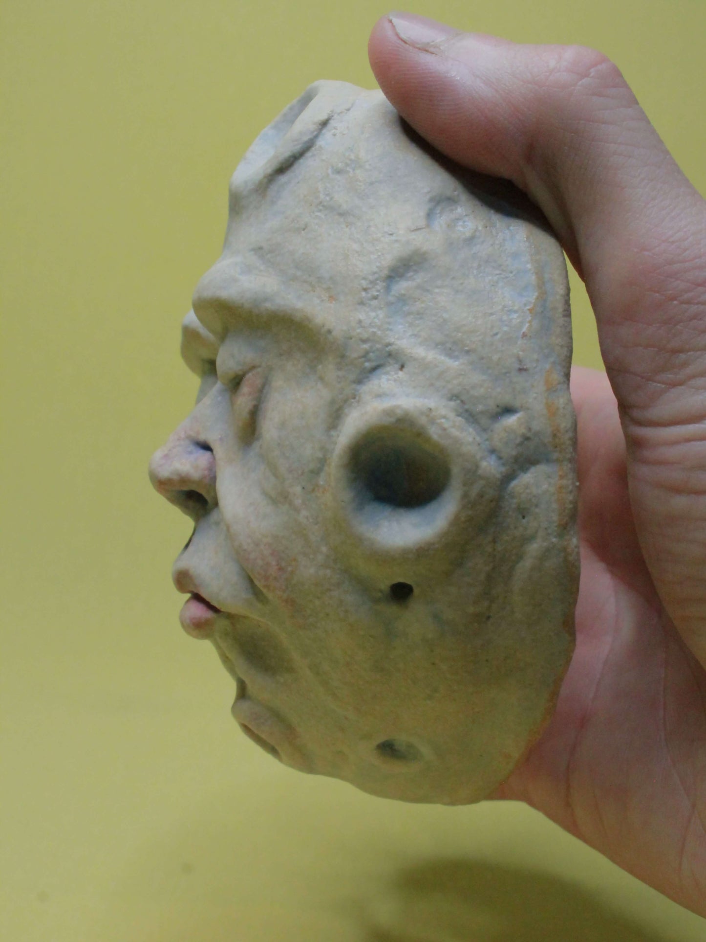 Pale Full Moon Ceramic Wall Ornament - Closed Eyes