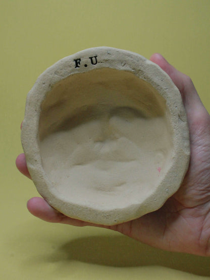 Pale Full Moon Ceramic Wall Ornament - Closed Eyes