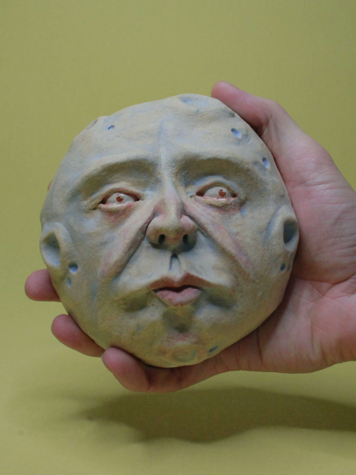 Pale Full Moon Ceramic Wall Ornament - Open Eyes