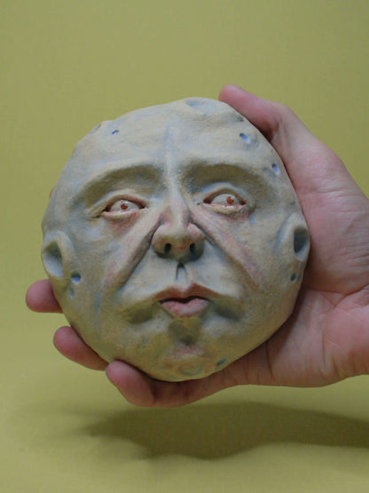 Pale Full Moon Ceramic Wall Ornament - Open Eyes