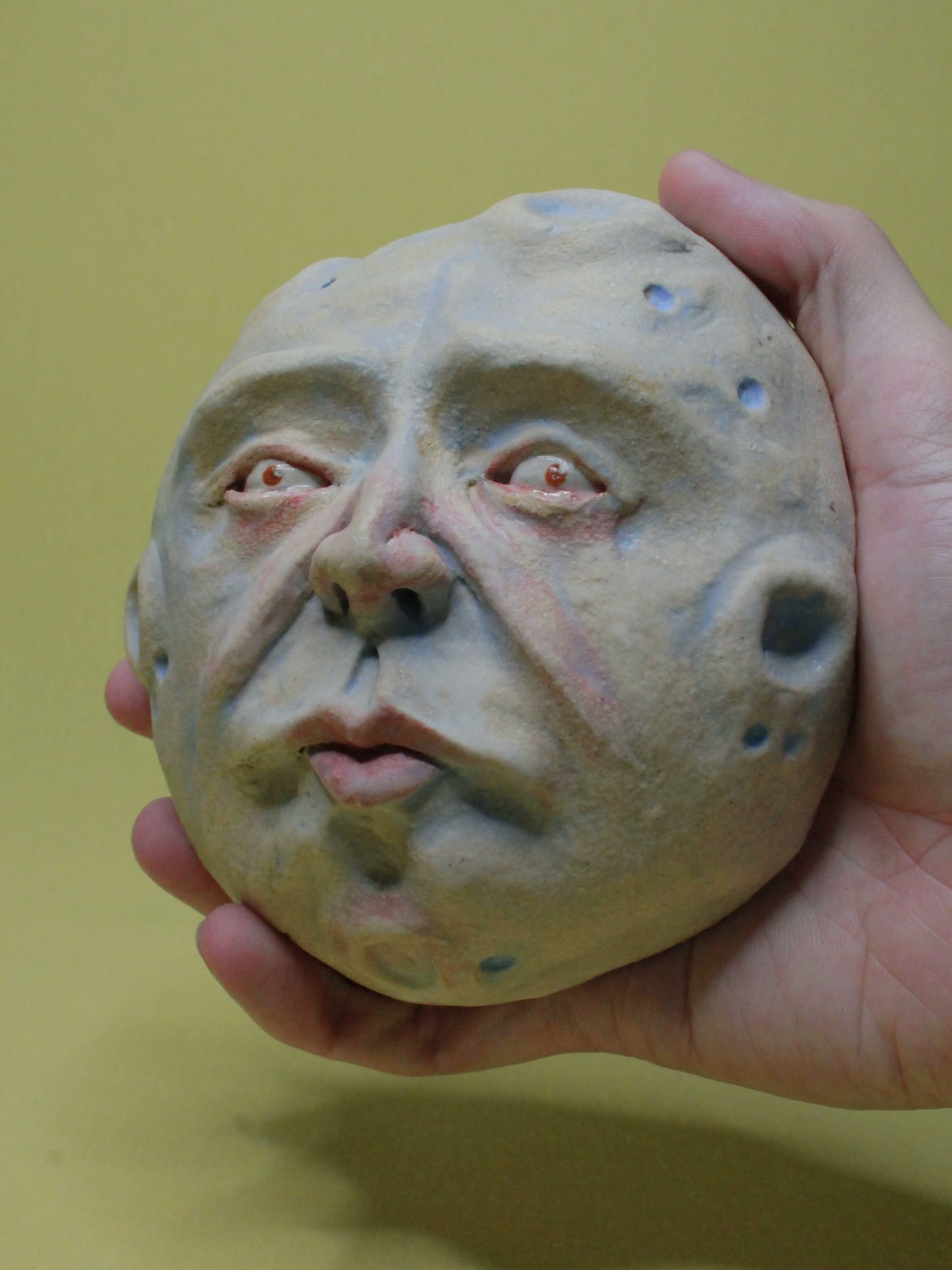 Pale Full Moon Ceramic Wall Ornament - Open Eyes