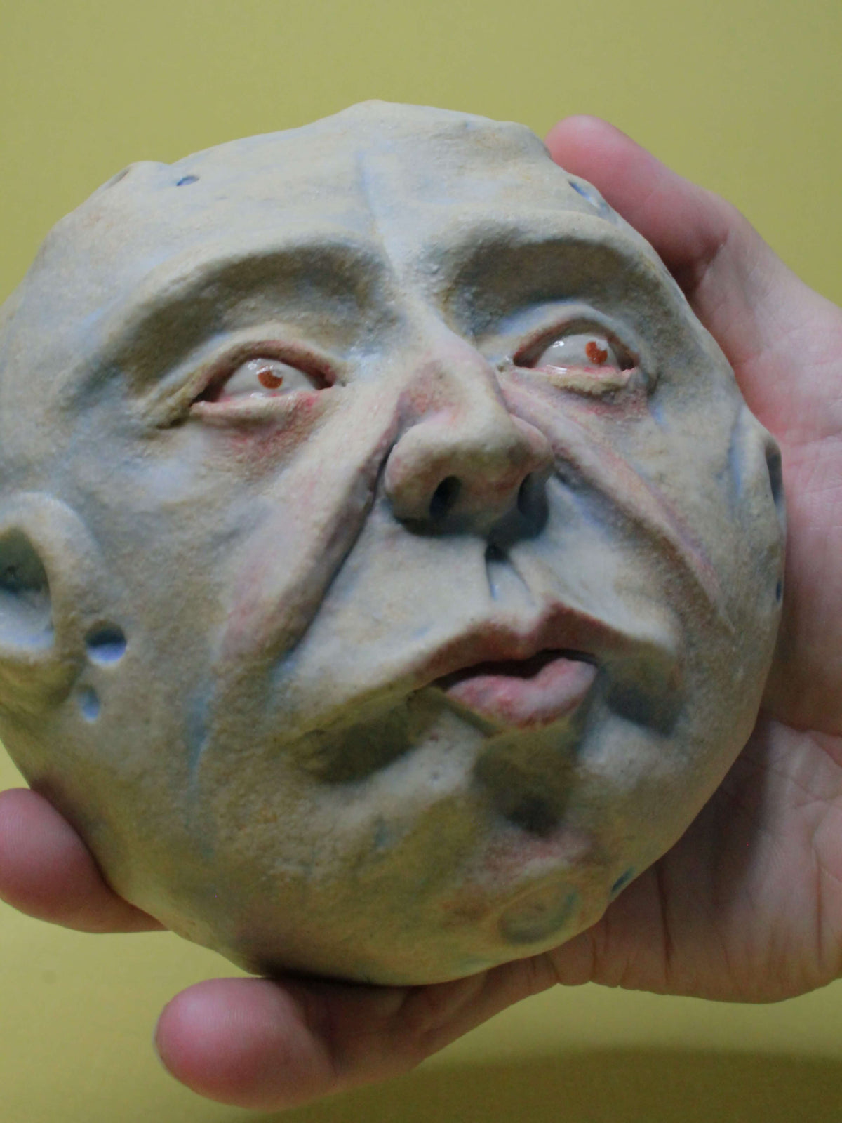 Pale Full Moon Ceramic Wall Ornament - Open Eyes