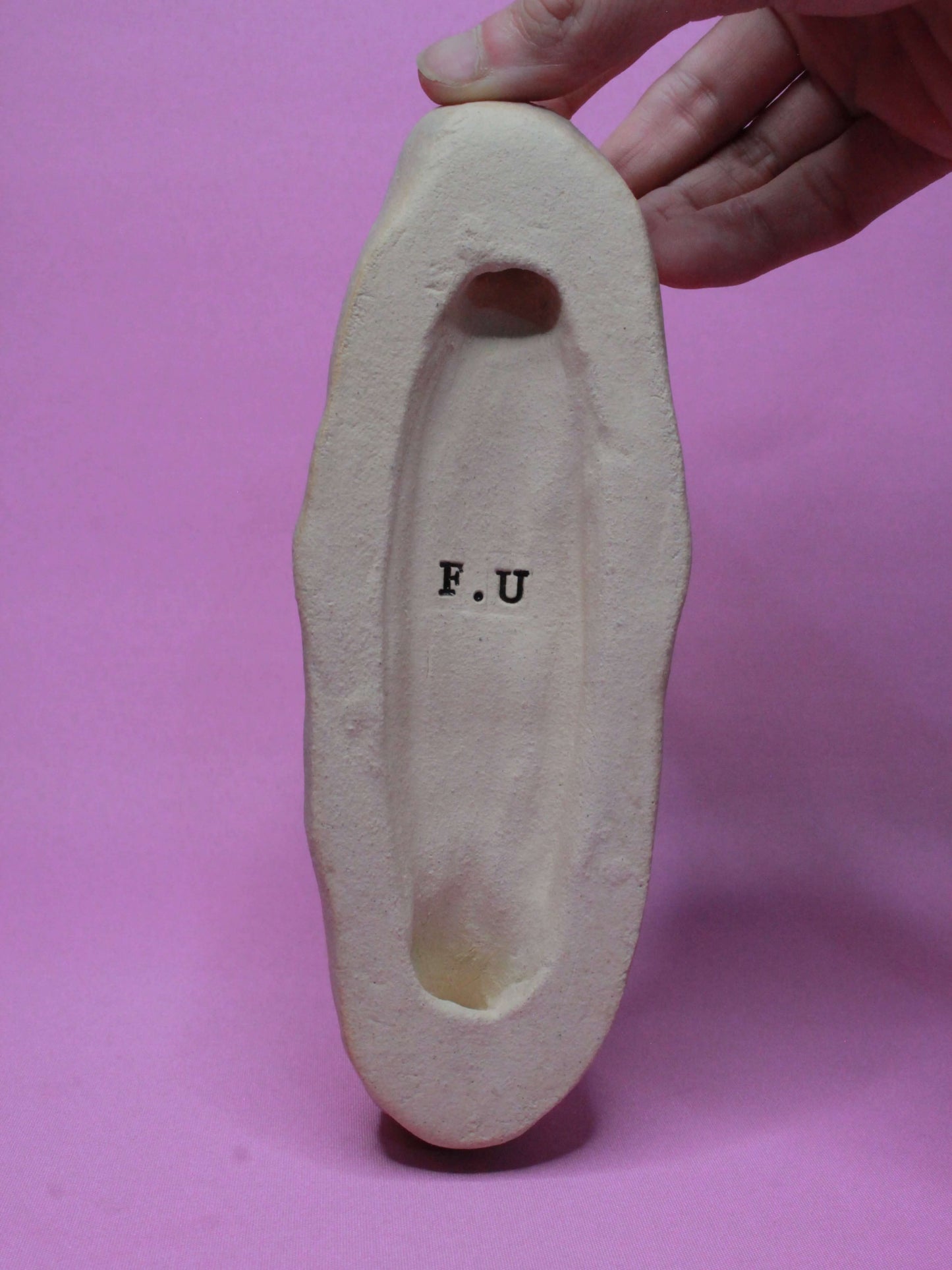 Pale Crescent Moon Ceramic Wall Ornament - Closed Eyes