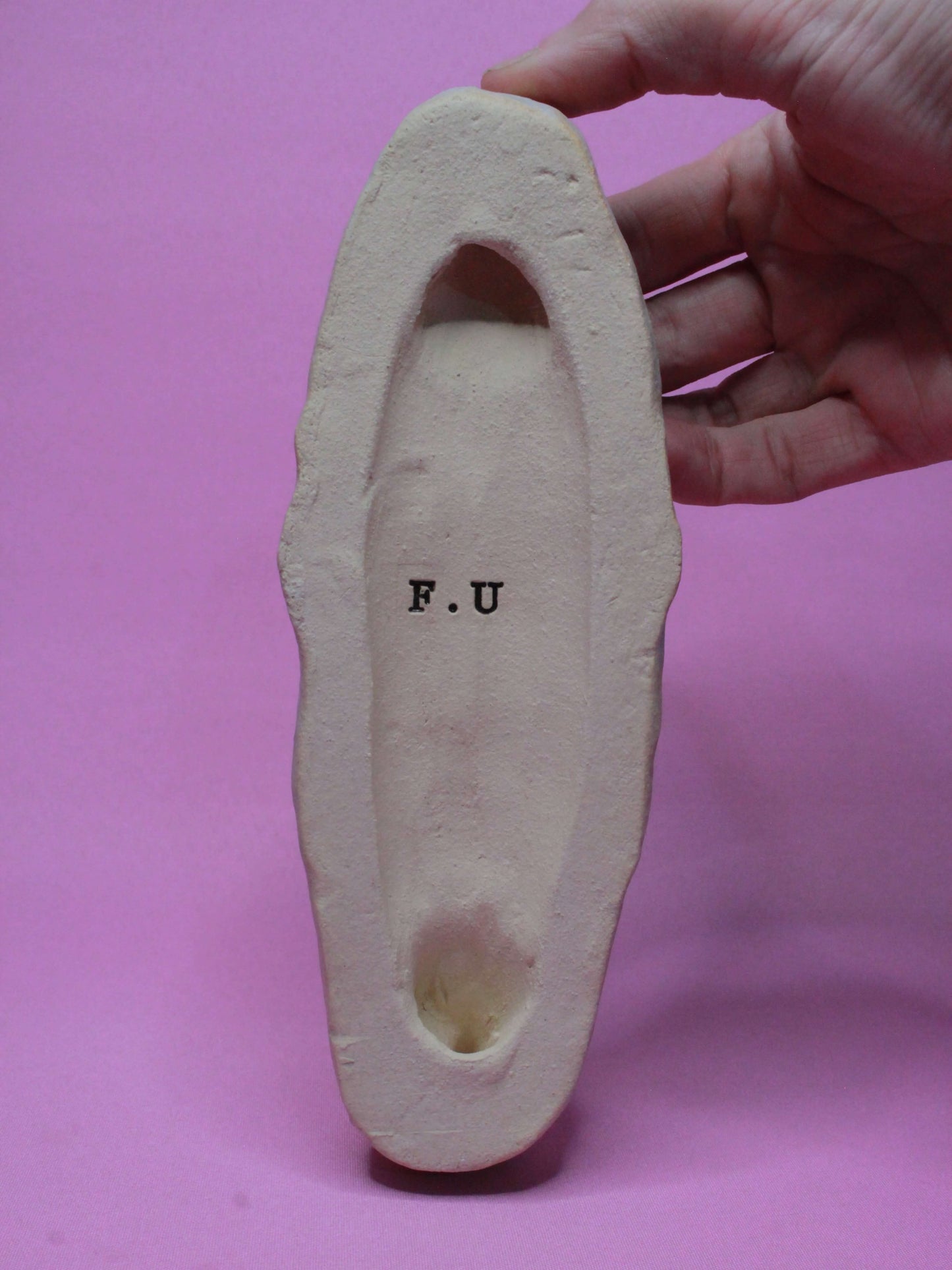 Pale Crescent Moon Ceramic Wall Ornament - Kissing Face