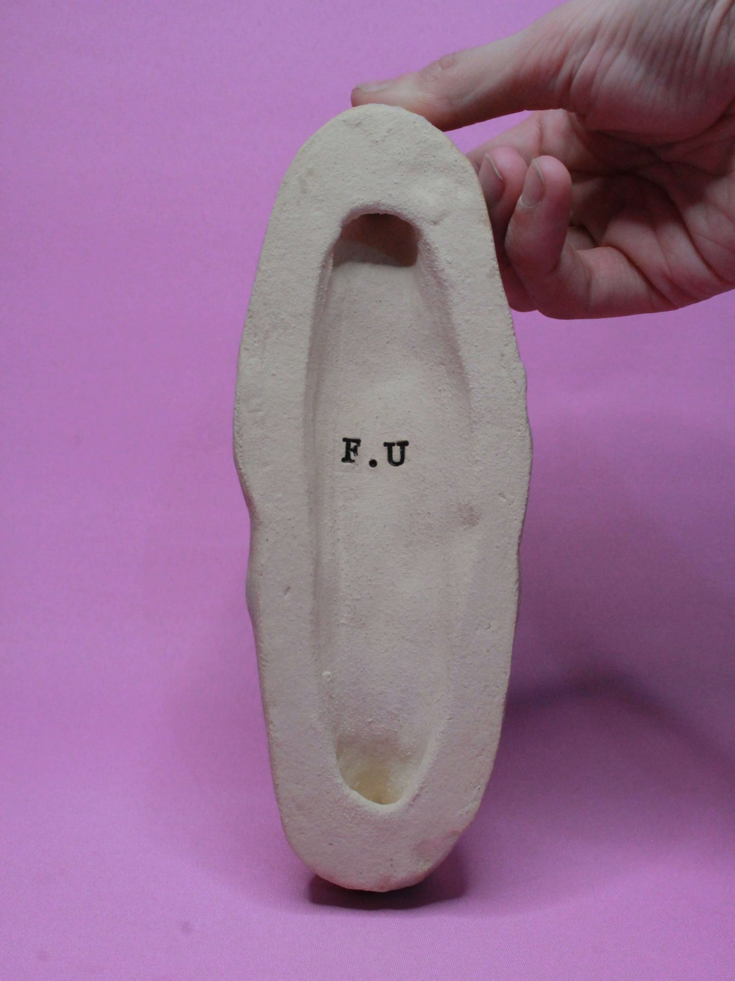 Pale Crescent Moon Ceramic Wall Ornament - Open Eyes