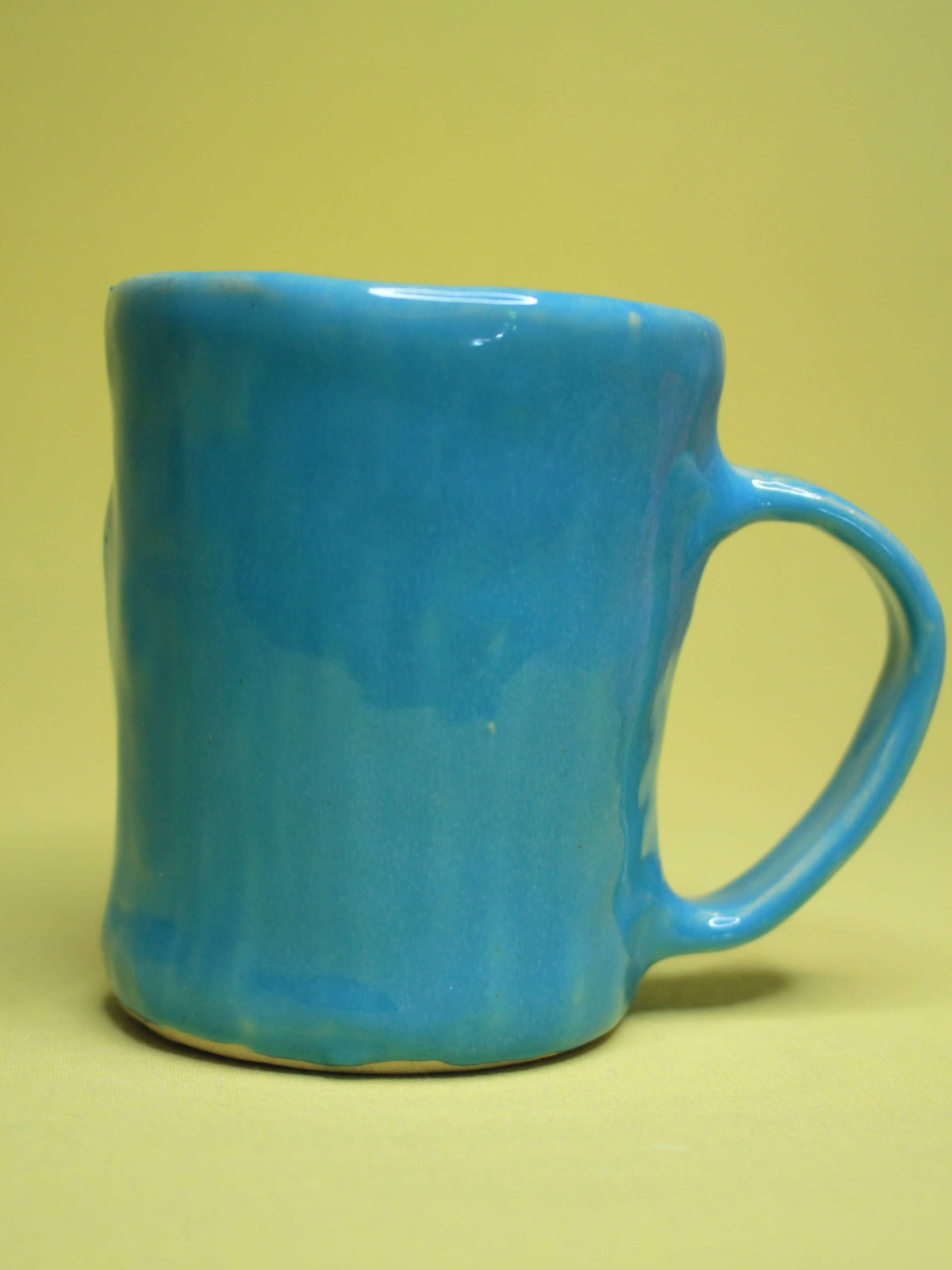 Quirky Hand Sculpted Blue Face Mug - Handmade Ceramic Character Drinkware