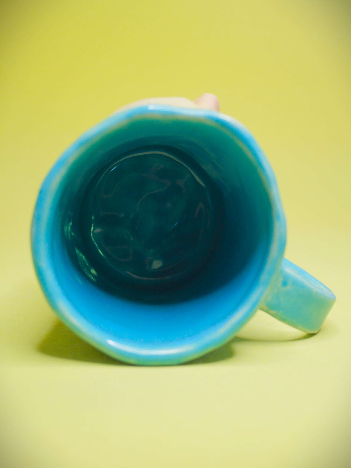 Quirky Hand Sculpted Blue Face Mug - Handmade Ceramic Character Drinkware