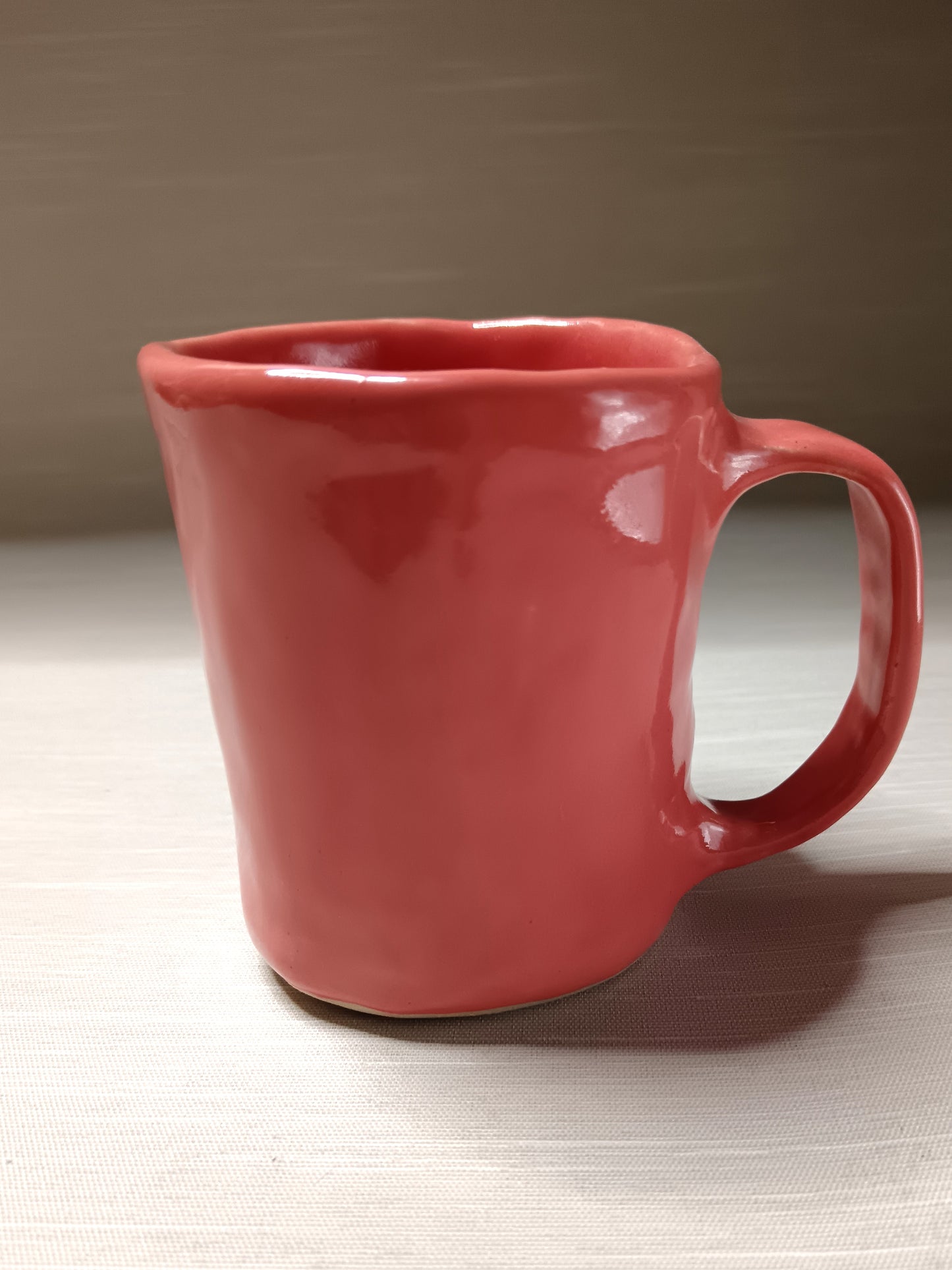 Cute Pink Face Mug - Quirky Handmade Ceramic Coffee Cup
