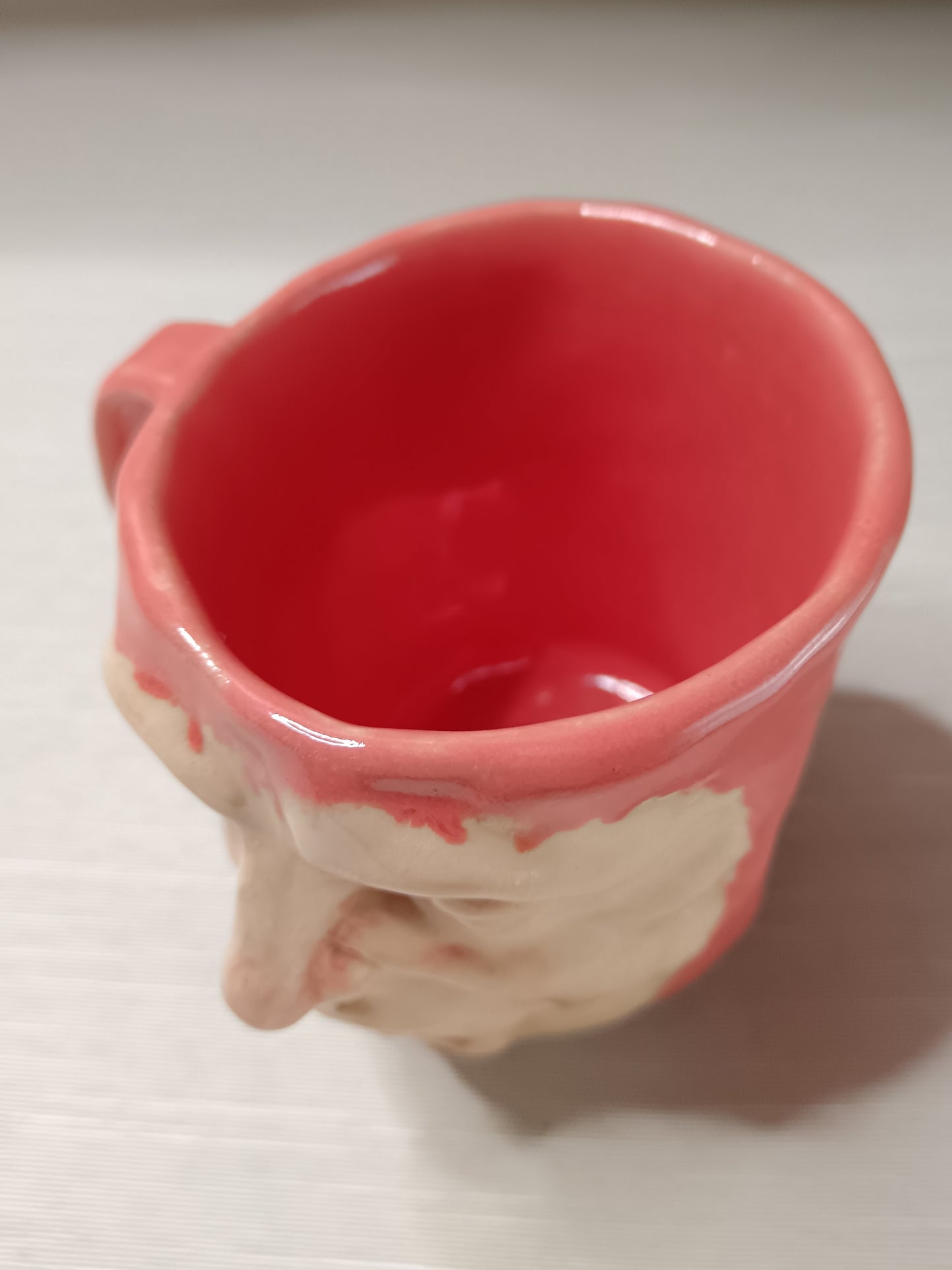 Cute Pink Face Mug - Quirky Handmade Ceramic Coffee Cup