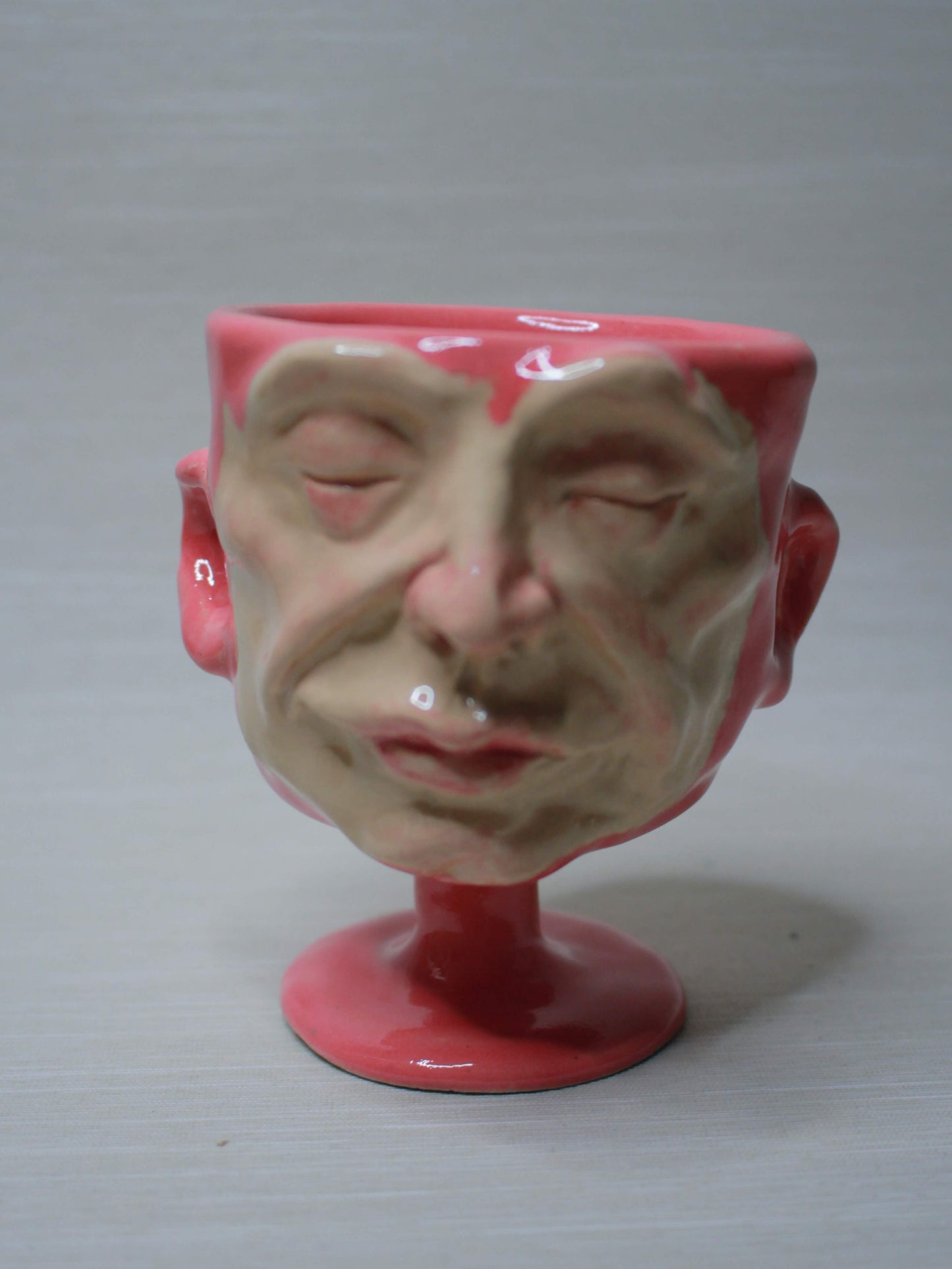 Pink Mini Face Goblet - Quirky Handmade Ceramic Small Wine Glass