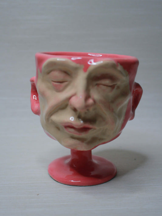 Pink Mini Face Goblet - Quirky Handmade Ceramic Small Wine Glass