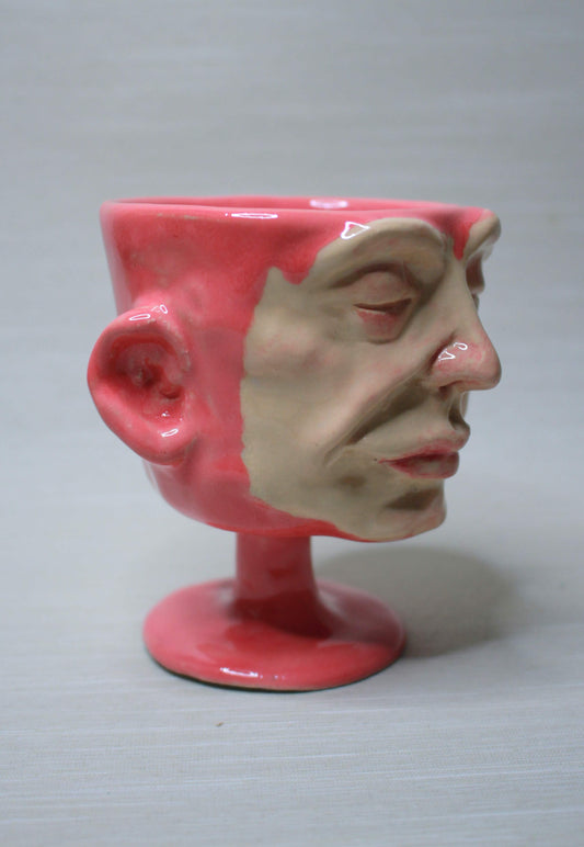 Pink Mini Face Goblet - Quirky Handmade Ceramic Small Wine Glass