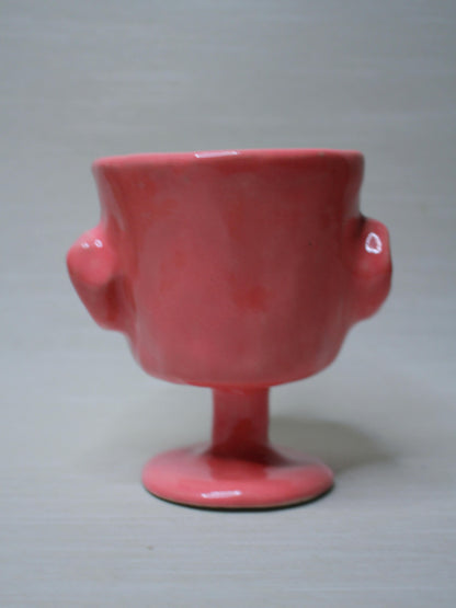 Pink Mini Face Goblet - Quirky Handmade Ceramic Small Wine Glass