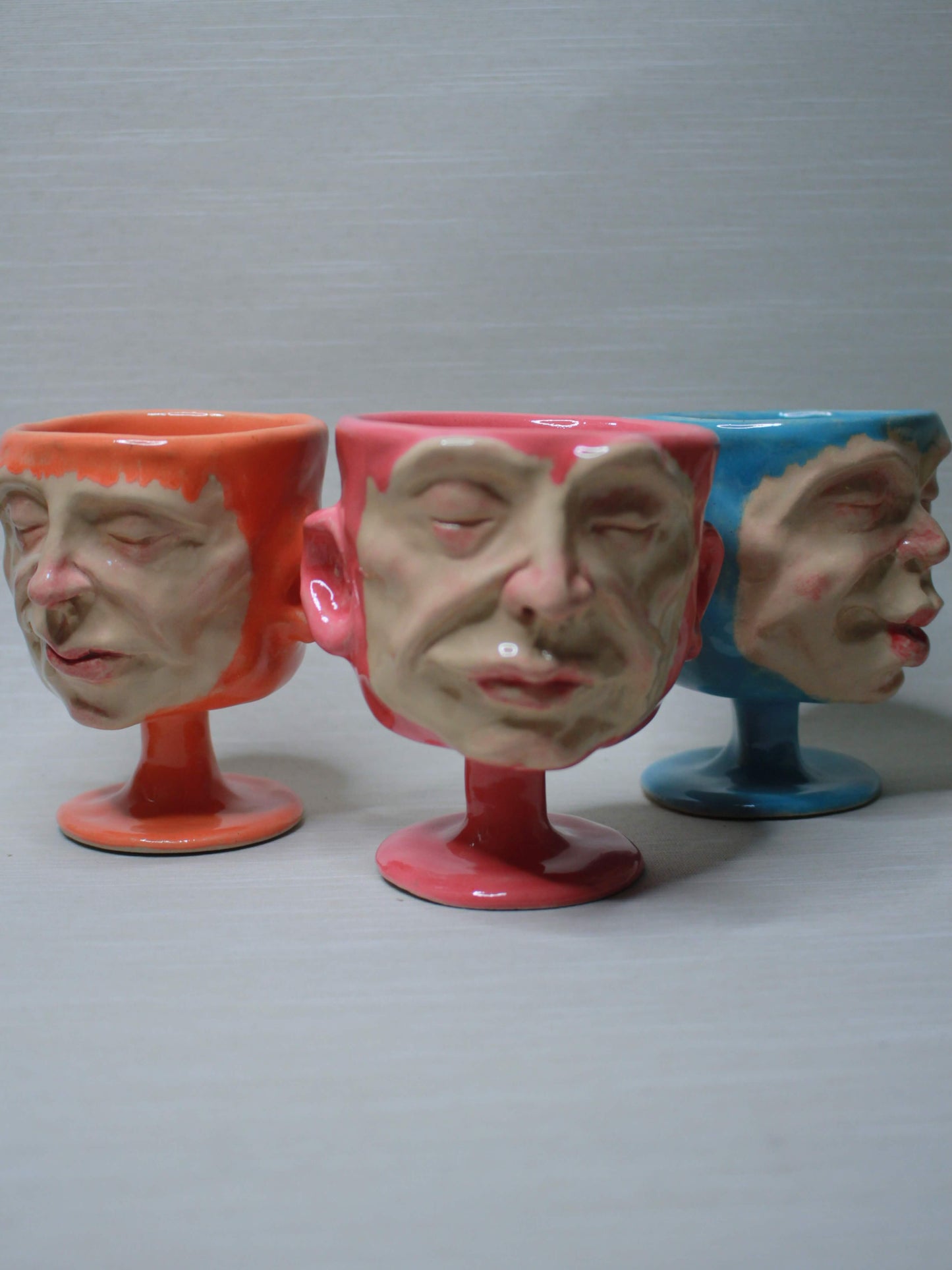 Pink Mini Face Goblet - Quirky Handmade Ceramic Small Wine Glass