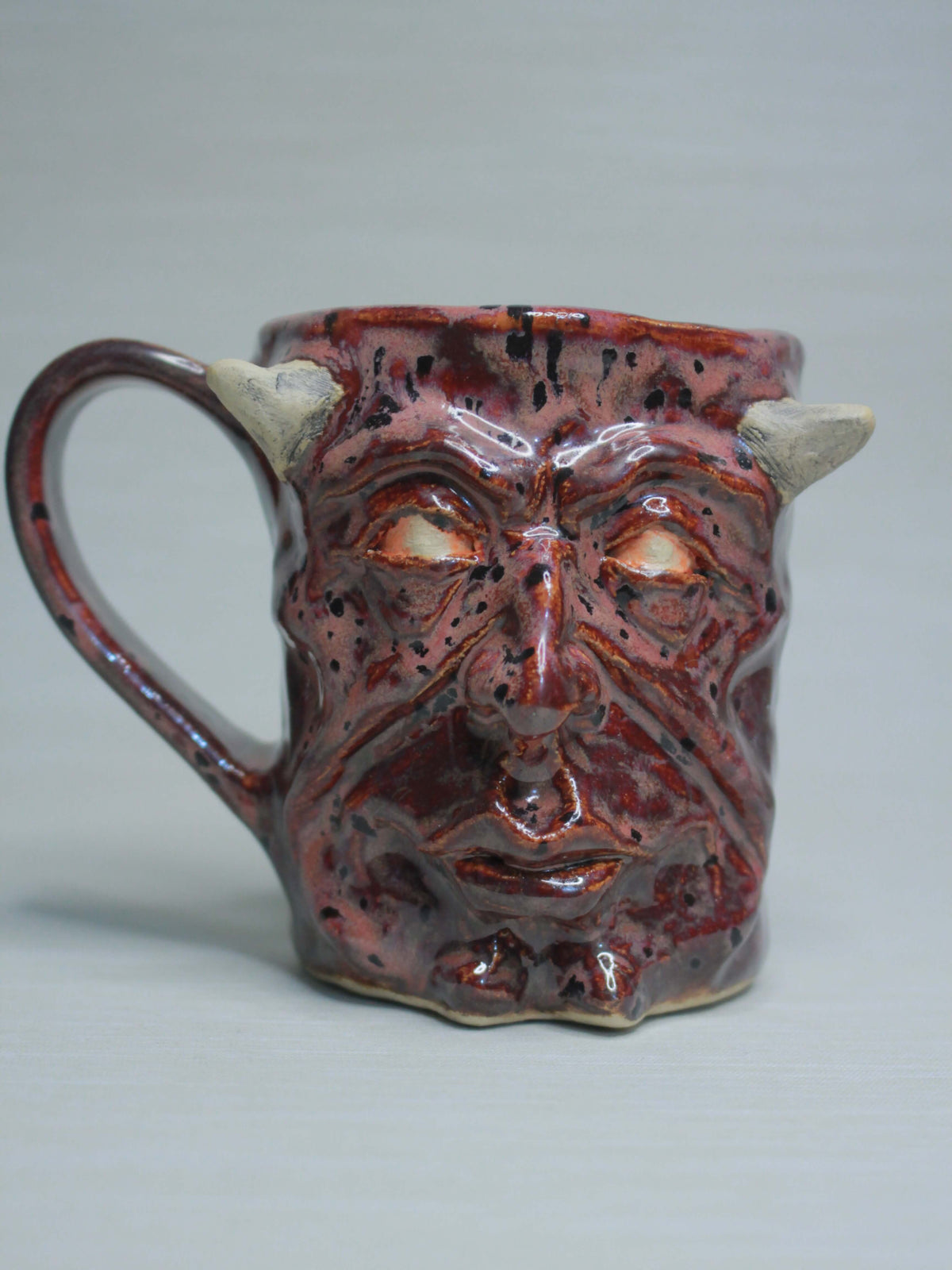 Strange Red Devil Mug - Weird Handmade Ceramic Monster Mug