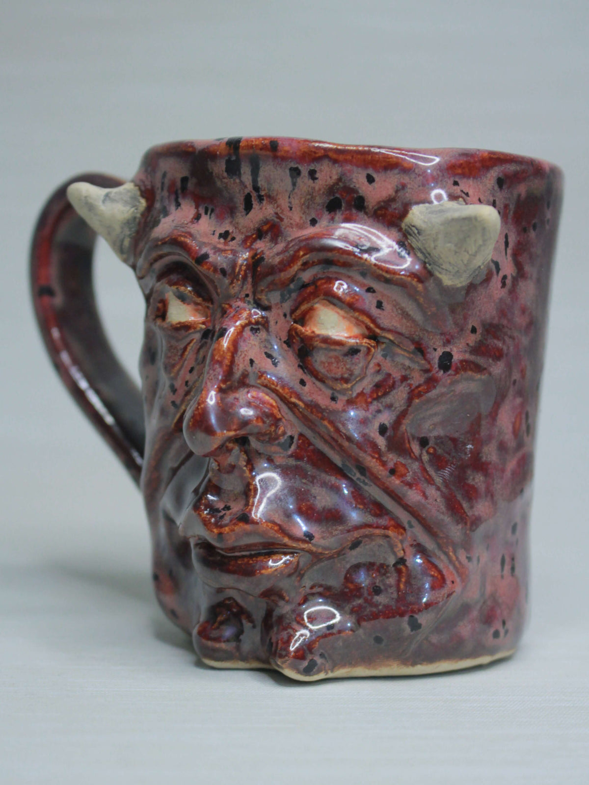 Strange Red Devil Mug - Weird Handmade Ceramic Monster Mug