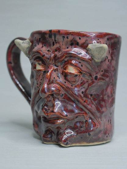 Strange Red Devil Mug - Weird Handmade Ceramic Monster Mug