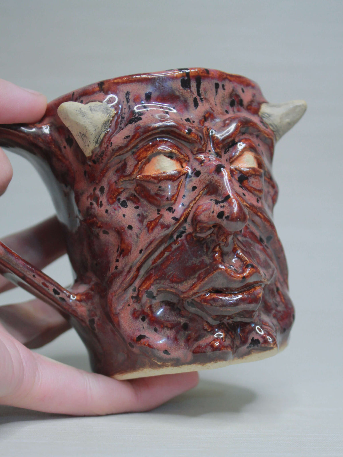 Strange Red Devil Mug - Weird Handmade Ceramic Monster Mug