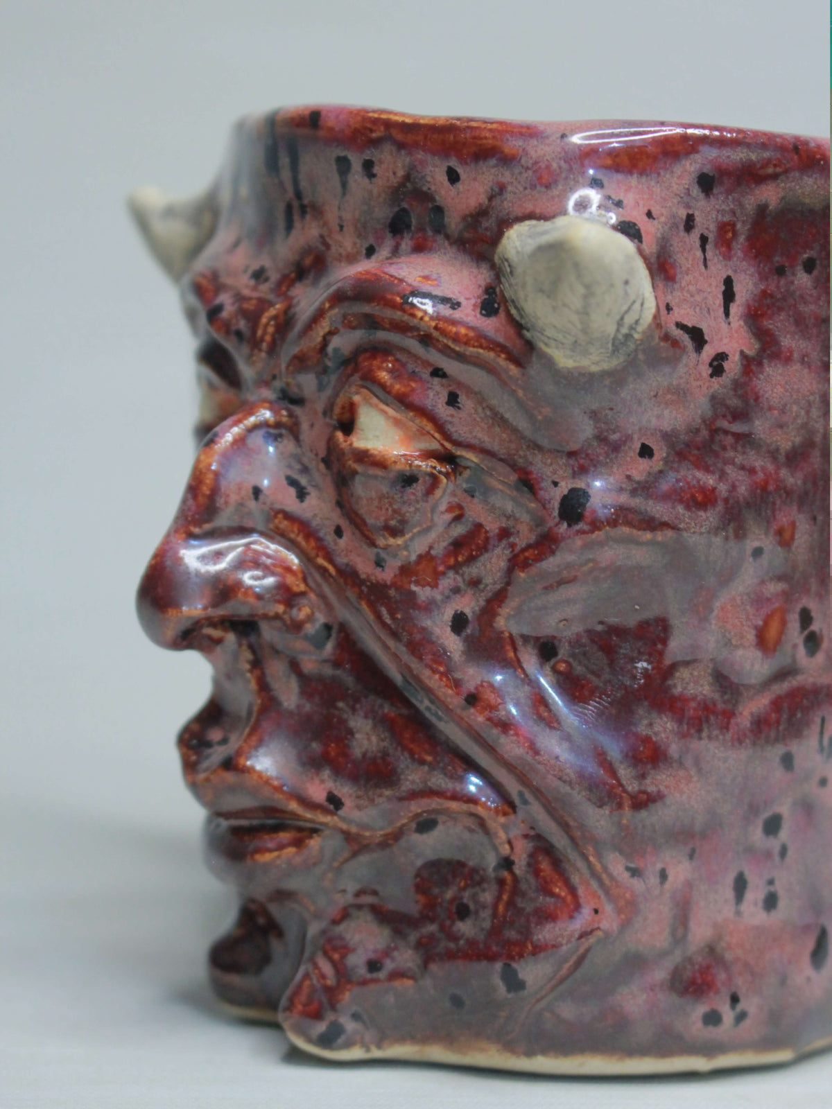 Strange Red Devil Mug - Weird Handmade Ceramic Monster Mug