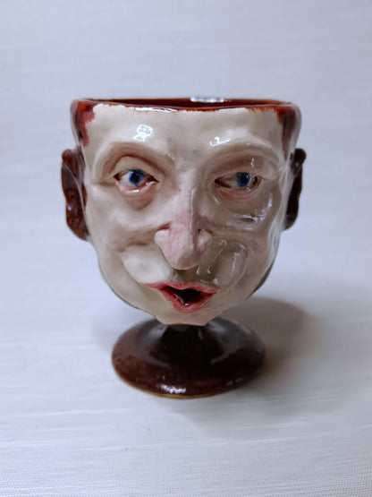 Pouting Face Mini Goblet - Quirky Handmade Ceramic Small Wine Glass