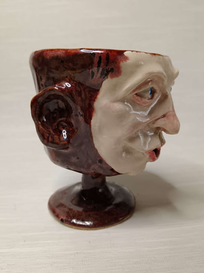 Pouting Face Mini Goblet - Quirky Handmade Ceramic Small Wine Glass