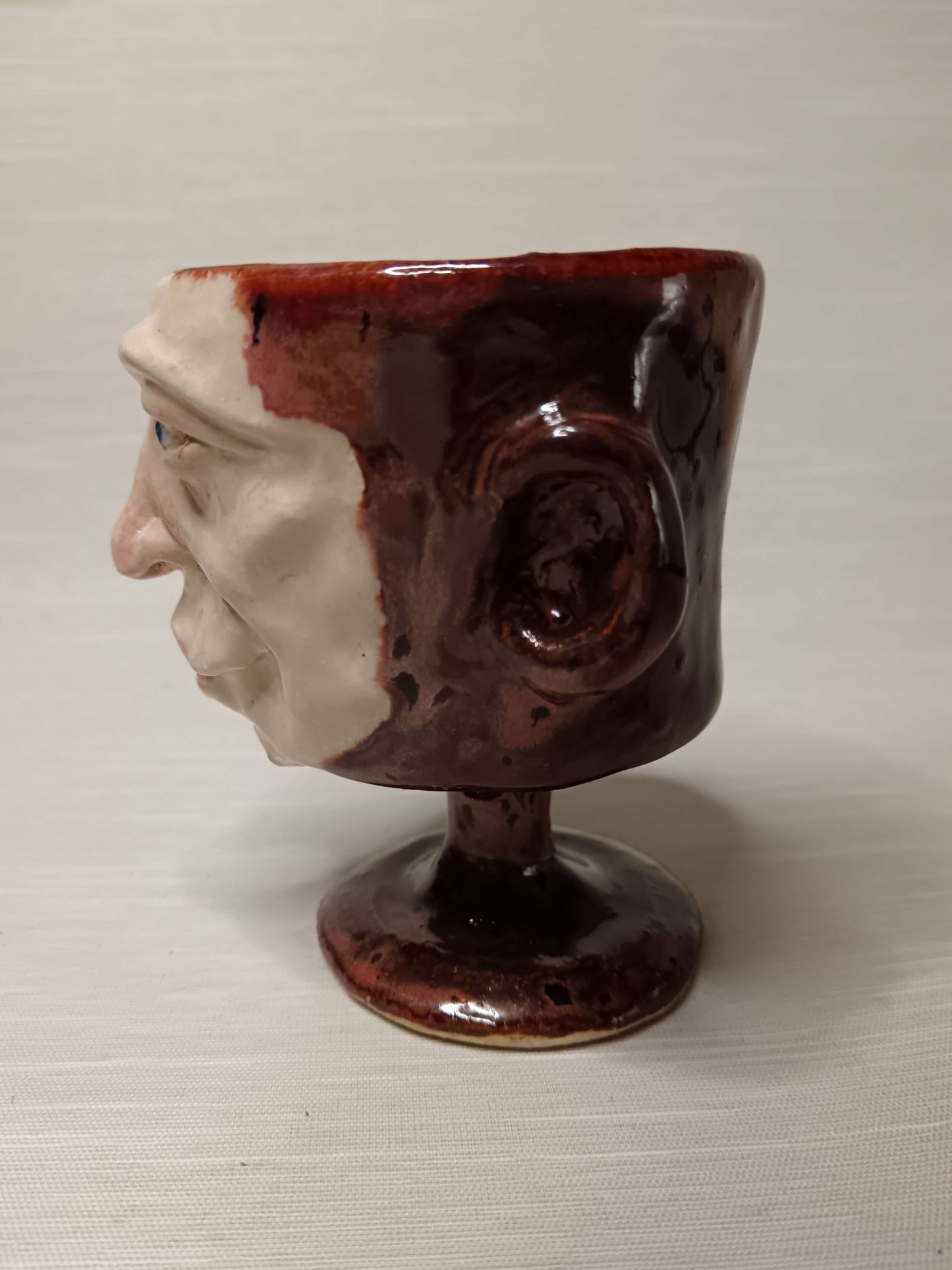 Pouting Face Mini Goblet - Quirky Handmade Ceramic Small Wine Glass