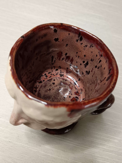 Pouting Face Mini Goblet - Quirky Handmade Ceramic Small Wine Glass