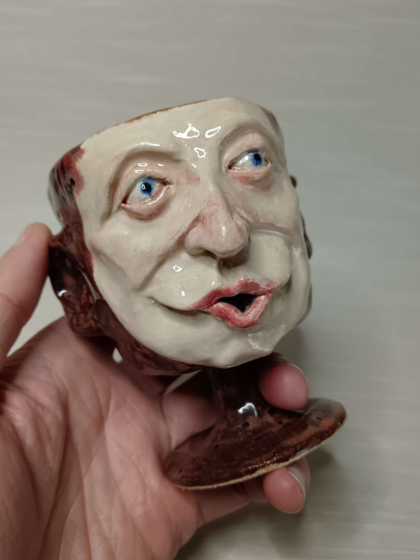 Pouting Face Mini Goblet - Quirky Handmade Ceramic Small Wine Glass