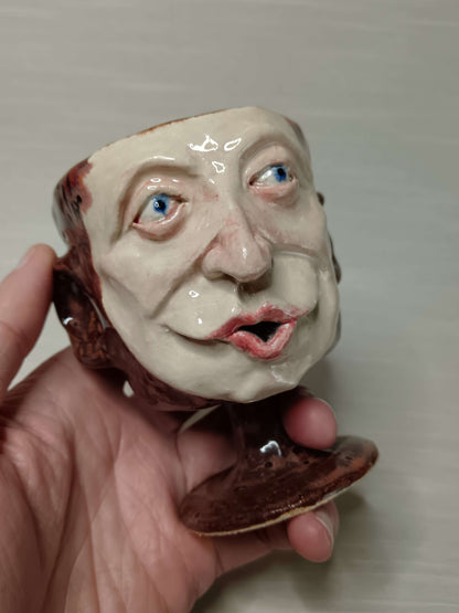 Pouting Face Mini Goblet - Quirky Handmade Ceramic Small Wine Glass